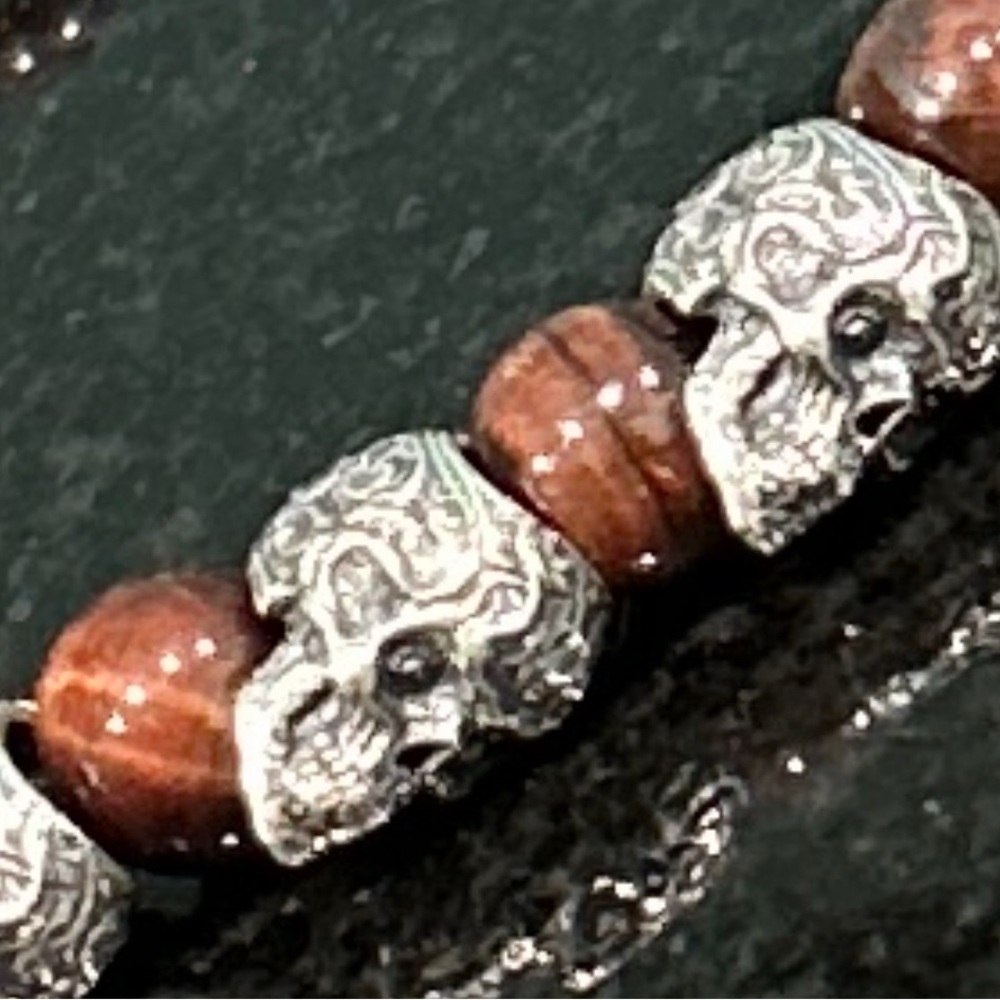 WILLIAM HENRY SCULPTED STERLING SILVER BRACELET RED TIGER EYE BEADS - Picture 14 of 15